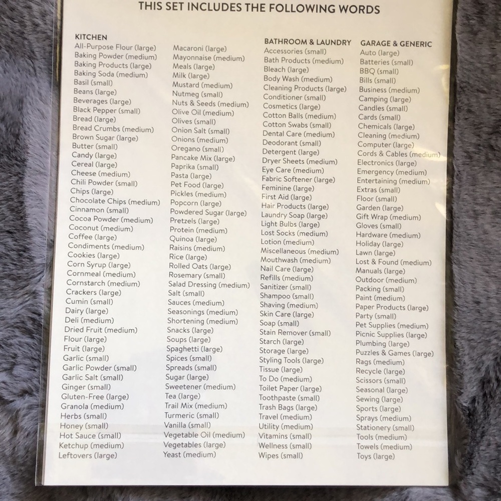 NWT Rae Dunn 180 Gold Lettering Organizing Labels - Picture 3 of 3